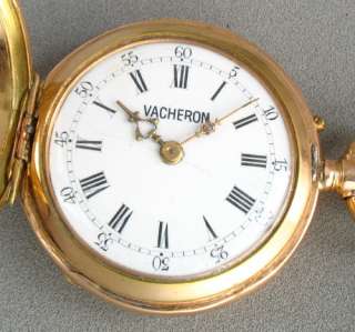 18K 18CT SOLID GOLD VACHERON ENAMEL POCKET WATCH C 1880  