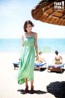 Bohemian Sleeveless Strap Summer Beach Wear Long Recreational Dress 