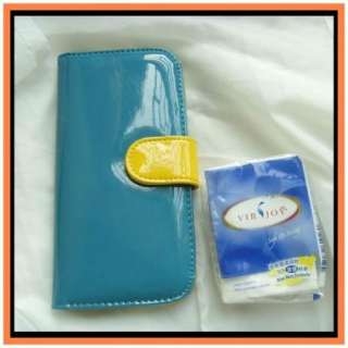 NEW BLUE COLOR CARD PATENT LETHER LONG BUCKLE EXPAND PURSE WALLET LADY 