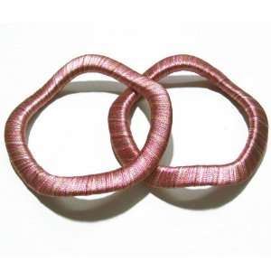  Iba New Silk Thread Pink Color 1 Pair Bangle Jewelry India 