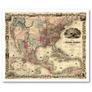  Map of the United States by Colton 1850 Print