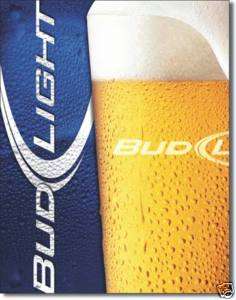 Tin Sign Bud Light Budweiser Frosty Glass Busch Beer  