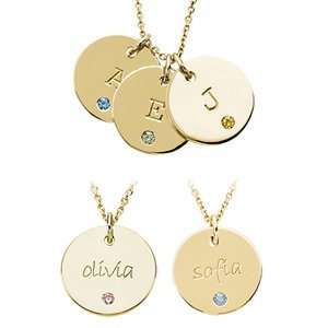  Birthstone Disc by Posh Mommy/14kt yellow gold Jewelry