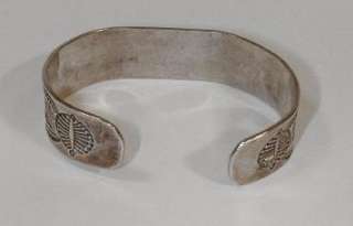Vintage Early Navajo Stamped Turquoise Heavy Silver Bracelet, 33.5 