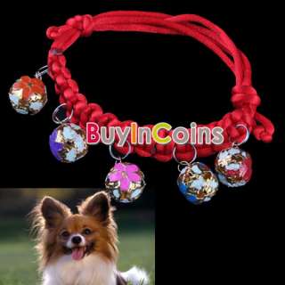 New Pet Dog Cat Puppy Collar Adjustable Neck Strap 5 Small Bells 