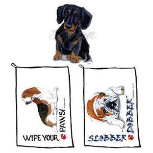   Dachshund Smooth, Black and Tan Wipe Your Paws Towel