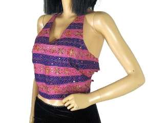 Spectacular & Vibrant Tribal Sequin Choli Bra Top  hand embroidered 
