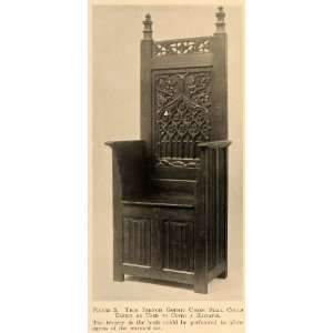  1918 Print French Gothic Choir Stall Chair Furniture 