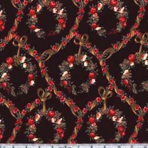   Christmas Wreath Black Fabric By The Yard Arts, Crafts & Sewing