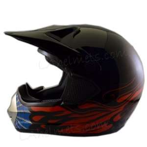 New Dot Adult Red Flame Dirt Bike ATV Motorcross Off Road Helmet OR F 