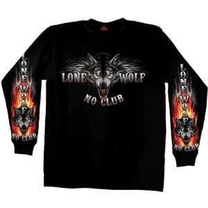 Hot Leathers Black XX Large Lone Wolf No Club Biker Long Sleeve Double 