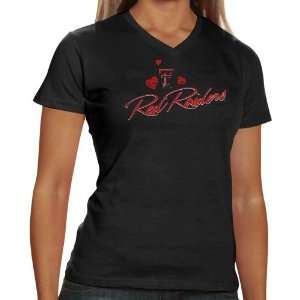 Texas Tech Red Raiders Ladies Black Heart, Script & Logo Super Soft V 