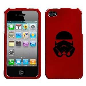  APPLE IPHONE 4 4G BLACK STORMTROOPER ON A RED HARD CASE 