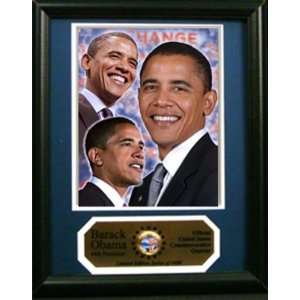 Barack Obama Photograph with Commemorative Photograph Mint Quarter in 
