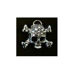 10pc Crystal Halloween Skull & Crossbone Mask Silver Plated Charm 
