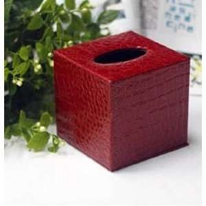 Square red Crocodile like leather print print PU leather tissue paper 