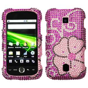 Huawei Ascend M860 Hard Case Phone Cover Pink Blooming Bling  