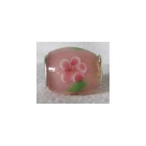   Oblong Bead with Pink and White Lotus Blossom Patio, Lawn & Garden