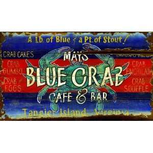  Customizable Blue Crab Cafe and Bar Vintage Style Wooden 