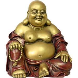  Happy Buddha Seated Statue, 7H, Gold and Red Everything 