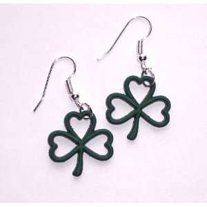  Green Shamrock Dangle Earrings 1 inch Plastic St. Patricks 