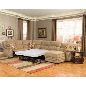  Jaguar Reclining Sectional with Sleeper in Beige Padded 