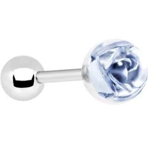  Floating Light Blue Rose Barbell Tongue Ring Jewelry