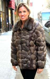 402 Guiliana Teso Russian Sable Fur & Leather Jacket Size 8  