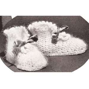 Vintage Crochet PATTERN to make   Angora Baby Booties Shoes Boots. NOT 