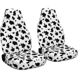  2 black and white cow car seat covers, for a 2001 Nissan 