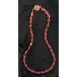   GORGEOUS PERUVIAN RHODOCHROSITE 18K GOLD NECKLACE~ 