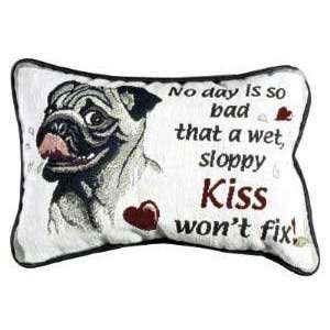  Wet Sloppy Kiss Pug Tapestry Pillow