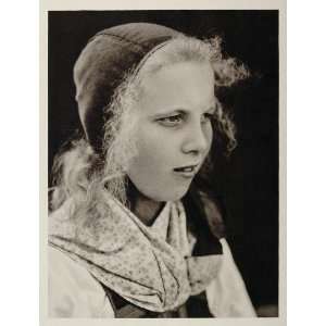  1930 Swedish Girl Portrait Cap Costume Mora Sweden 