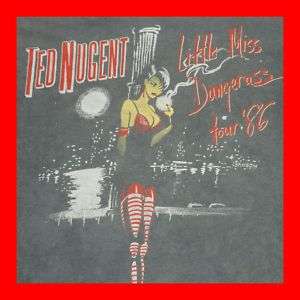 1986 TED NUGENT FADED WORN VTG TOUR T SHIRT CONERT 80s  