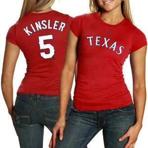 MLB Majestic Texas Rangers #5 Ian Kinsler Ladies Red Player T shirt 