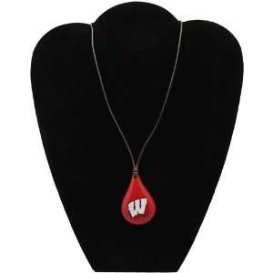  Dayna U Wisconsin Badgers Tear Drop Wood Necklace Jewelry