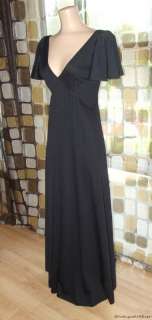   70s Grecian Maxi Dress Sexy Deep Plunge Flutter Sleeves Disco Prom S/M