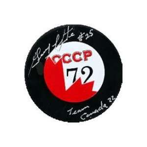  Autographed Hockey Puck   Lapoint Team Canada)