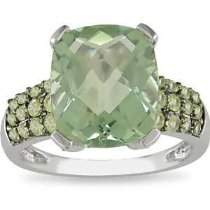    10K White Gold Green Amethyst 1/6ct TDW Diamond Ring Jewelry