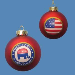 Club Pack of 6 Republican Red Matte Glass Ball Christmas Ornaments 3 