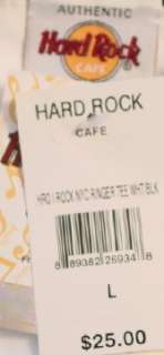 Hard Rock Cafe I (ROCK) NEW YORK White TEE SHIRT Lg.  