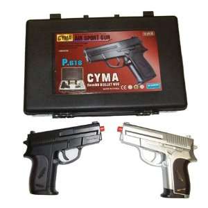  small pistols in black plastic carrying case #618A TWO PACK airsoft 