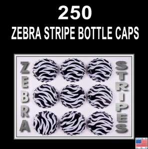 250 NEW ZEBRA PRINT BLANK LINERLESS BOTTLE CAPS  