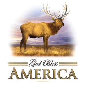 Elk God Bless US T shirt deer BLUE WAVE CREATIONS S 2XL  