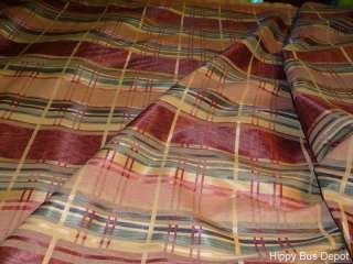 Beautiful Silk Taffeta Burgundy TAN STRIPE Upholstery Drapery Fabric 5 