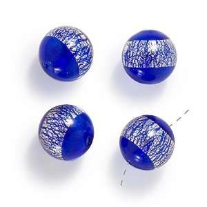   20mm Round Beads Cobalt Blue Silver Foil (4) Arts, Crafts & Sewing