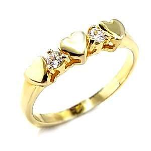  Womens Young Line Clear Cubic Zirconia Gold Tone Ring, Jewelry