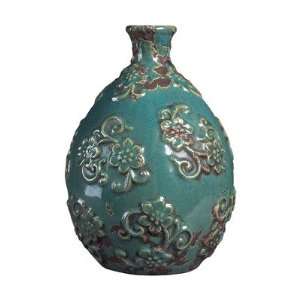   119 010 Ceramic Jar With Finial Vase Braselton Blue