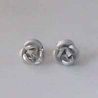 Mini Blooming Black Rose Sterling Silver Stud Earrings  