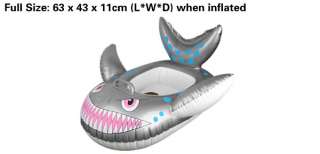 Child Gray White Shark Shape Inflatable Swimming Ring Seat Float 